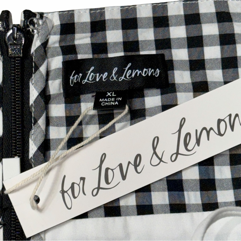 For Love & Lemons Black Gingham Georgia Midi Dress Womens XL - Picture 5 of 8